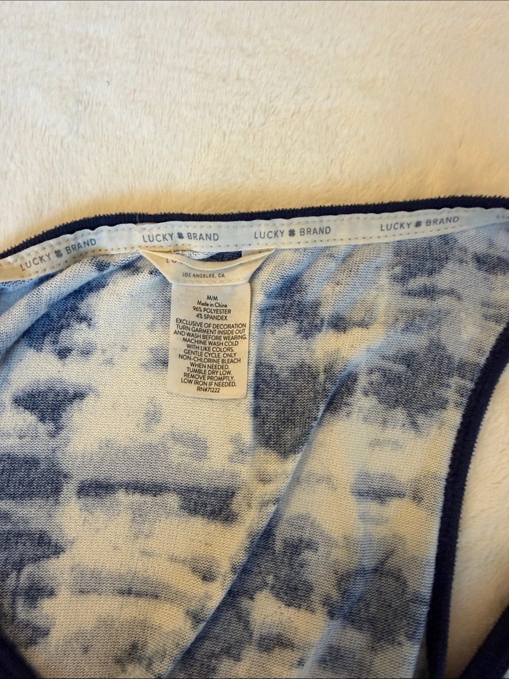 Lucky Brand Blue and White Tie-Dye Pajama Tank & Shorts Set - Picture 5 of 5